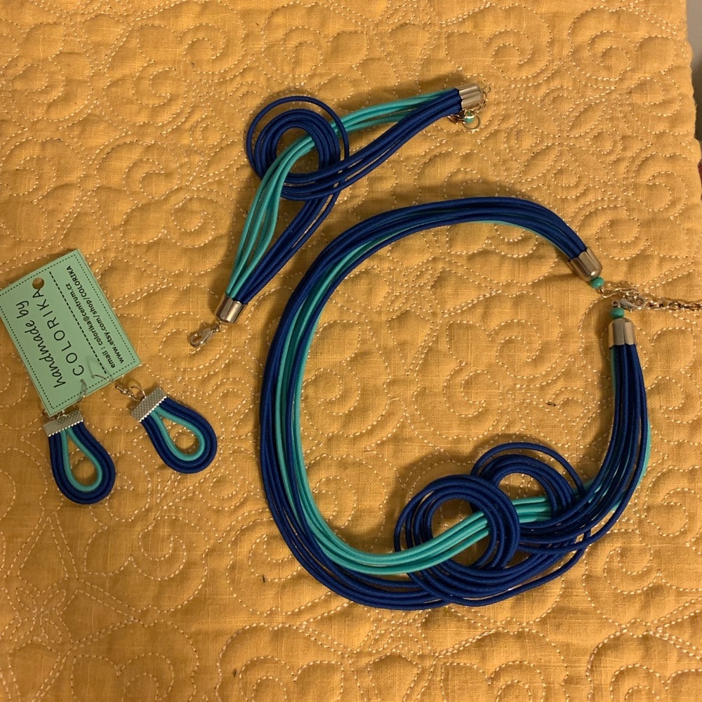 🐢 Custom Cobalt and Teal Jewelry Set
